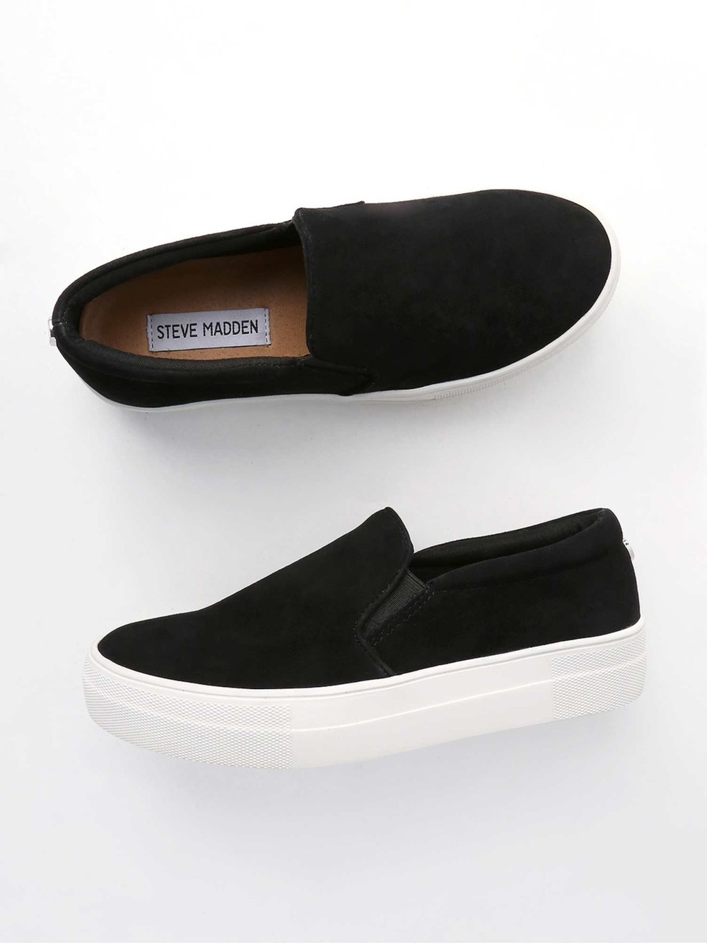 Steve Madden Gills Black Suede Platform Slip On Sneakers 10